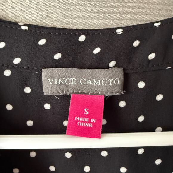 Vince Camuto sz S black‎ white polka dot sleeveless blouse NWT - Picture 6 of 11